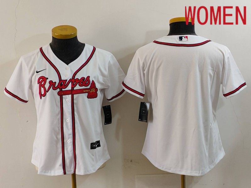 Women Atlanta Braves Blank White Game 2024 Nike MLB Jersey style 5->women mlb jersey->Women Jersey